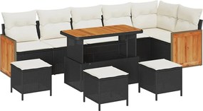 vidaXL Set de canapele pentru grădină 12 pcs Negru și Crem poliratan