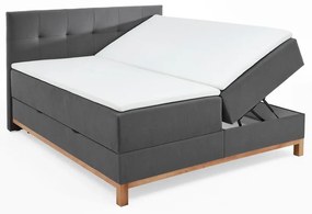 Pat boxspring gri cu spațiu de depozitare 180x200 cm Catania - Meise Möbel