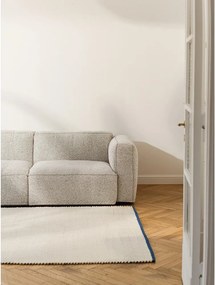 Covor tip traversă albastru/bej țesut manual din lână 80x170 cm Lenu – noo.ma