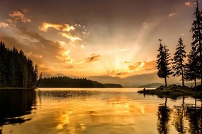 Fototapet autoadeziv reflexie în lac montan