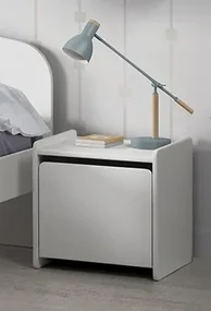 Noptieră Kiddy, pentru Camera Copii, cu 1 Ușă și Margini Rotunjite, Alb – Vipack