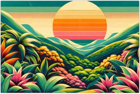 Tablou - Apus de soare multicolor (90x60 cm)