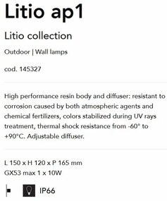 Aplica exterior directionabila IP66 Litio ap1 GRIGIO