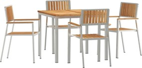 vidaXL Set dining pentru exterior 5 pcs Maro Lemn solid de tec