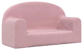 357015 vidaXL Canapea pentru copii cu 2 locuri, roz, pluș moale