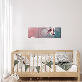 Tablou - Fluture între flori (cu ceas) (90x30 cm)