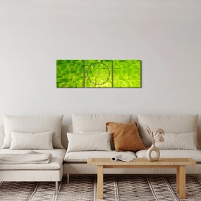Tabloul cuburilor galbenverzui (cu ceas) (90x30 cm)