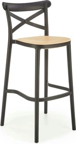 Scaun bar H111, crem/negru, polipropilena, 47x47x103 cm
