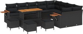 vidaXL Set de canapele pentru grădină cu pernă 13 pcs Negru
