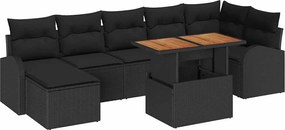 vidaXL Set de canapele pentru grădină 8 pcs Negru Rattan poli