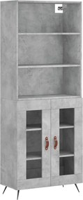 vidaXL Dulap înalt, gri beton, 69,5x34x180, lemn compozit