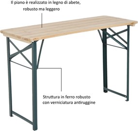 Outsunny Set Berarie de Extern Masa si 2 Banci cu Spatar Pliabil in Lemn de Brad