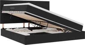 vidaXL Pat cu saltea și spațiu de depozitare Negru 200 x 200 cm