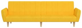 Canapea extensibila 2 locuri, cu taburet, galben, textil Galben, Cu suport de picioare