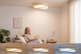 Plafonieră LED dimabilă SM GALAXY M, LED/24W/230V, Ø 55 cm, crem/alb + telecomandă