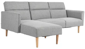 HOMCOM Canapea Extensibila cu 3 Locuri, Canapea pe Colt din Tesatura Gri cu Spatar Reglabil, Stil Scandinav, 207x146x80cm | Aosom Romania