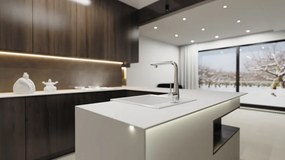 🚰 Baterie bucătărie ERIDAN, cu racord filtru de apă & pipă extractibilă, finisaj cromat – Cod BRE_075M