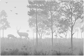 Tablou - Pajiște cu cerbi (90x60 cm)