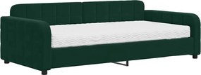 vidaXL Pat de zi cu saltea, verde închis, 100x200 cm, catifea