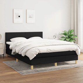 3140451 vidaXL Pat box spring cu saltea, negru, 140x190 cm, textil