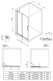Paravan de dus Walk-in Deante Prizma titan 90x195 cm