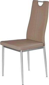 Scaun tapitat K202, cappuccino/crom, piele ecologica/metl, 44X54X97 CM