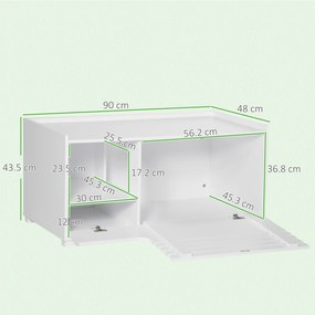 PawHut Dulap pentru pisici cu 2 rafturi Design 2 în 1, Ușă magnetică Alb | Aosom Romania