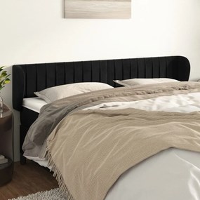 Tablie de pat cu aripioare negru 163x23x78 88 cm catifea 1, Negru, 163 x 23 x 78 88 cm
