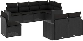 vidaXL Set mobilier de grădină cu perne, 8 piese, negru, poliratan