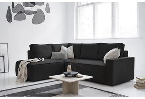 Colțar gri antracit extensibil cu tapițerie din catifea reiată (cu colț pe partea stângă ) Brave Dave – Miuform