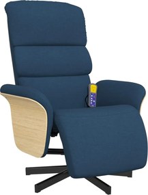vidaXL Fotoliu de masaj rabatabil cu suport picioare, albastru, textil