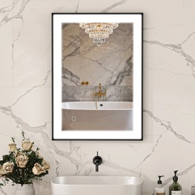 HOMCOM Oglinda LED pentru Baie cu 3 Temperaturi și Lumină cu Intensitate Reglabilă, 70x3x50 cm, Negru | Aosom Romania