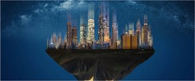 Tablou - Metropola plutind în spațiu (120x50 cm)