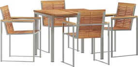 vidaXL Set de masă pentru grădină 5 pcs Maro Lemn solid de tec