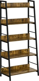 HOMCOM Etajeră bibliotecă Stil Industrial înclinat 5 Nivele 70L x 35l x 150H cm | Aosom Romania