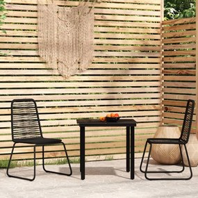 Set de mobilier pentru gradina, 3 piese, negru Lungime masa 80 cm, 3