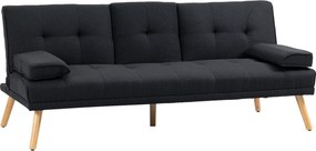 HOMCOM Canapea Extensibilă cu 3 Locuri, 2 Brațe Detașabile și Suport pentru Pahare, 181x77x78 cm, Gri antracit | Aosom Romania