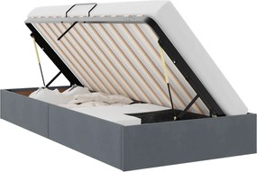 vidaXL Pat cu storage cu headboard Gri închis 100 x 200 cm Catifea