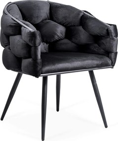 Scaune living moderne din catifea cu picioare metalice BUC 256 negru