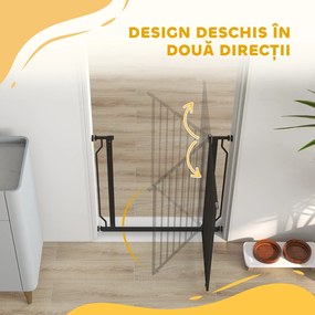 PawHut Poartă Extensibilă și Reglabilă pentru Câini, pentru Scări și Uși, din Oțel și ABS, 75-85x76 cm, Negru | Aosom Romania