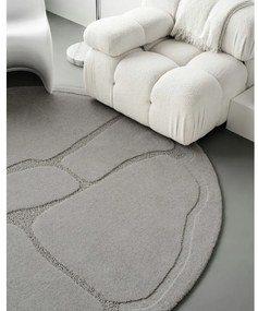 Covor gri rotund din lână ø 200 cm Morphic Organica – Agnella