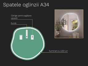 Oglindă LED organică cu iluminare A34