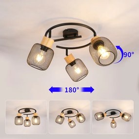 Brilagi - Spot BASKLITE 3xE27/15W/230V lemn de cauciuc/negru