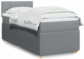 vidaXL Pat continental cu saltea, gri deschis, 80x200 cm, textil