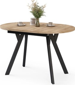 Mazzoni Masă ovală extensibilă ALMO Stejar Craft Auriu / picioare negre