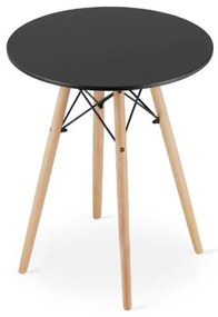 Masa stil scandinav, Artool, rotund, MDF si lemn, negru, 60x72 cm
