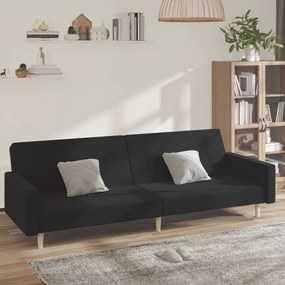 Canapea extensibilă cu 2 locuri, negru, textil