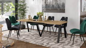 Mazzoni AVERY Stejar Artisan/picioare negre - MASĂ DE LOFT/INDUSTRIALĂ PENTRU SALON/SUFRAGERIE EXTENSIBILĂ - 2 MĂRIMI!