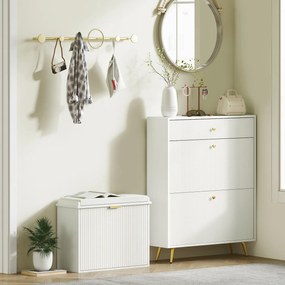 HOMCOM Banc pentru pantofi cu pernă șezut căptușit și sertar rabatabil pentru hol, cameră, 62 x 26 x 47,5 cm, alb | Aosom Romania