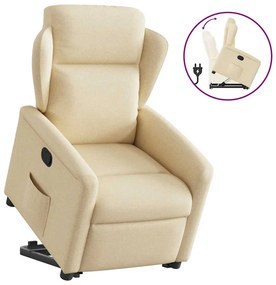 vidaXL Fotoliu rabatabil cu ridicare pe verticală, crem, textil